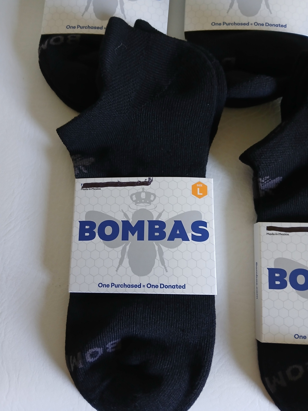 Bombas Unisex Ankle Length Athletic Socks in Black - Pack of 5 - Picture 3 of 5